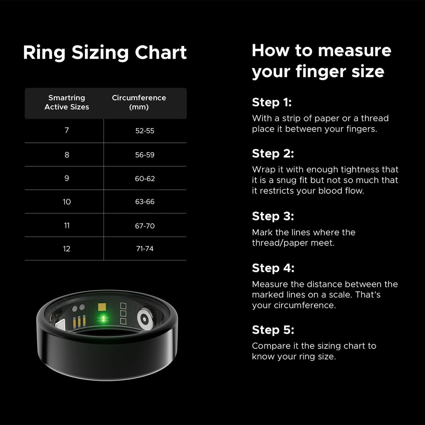 boAt New Launch SmartRing Active Plus, Auto Heart Rate, Sleep, SpO2, Stress & Skin Temperature Monitor, Stainless-Steel Build, Lightweight, 30-Days Battery, Magnetic Charging Case(11, Midnight Black)