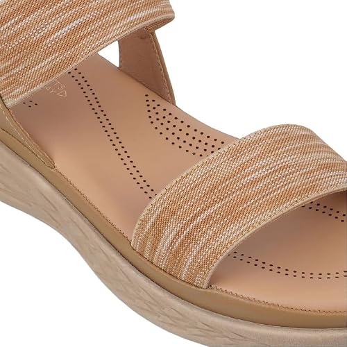tresmode Hintle Beige Women's Casual Wedge Sandals in Size 3 UK / 36 EU
