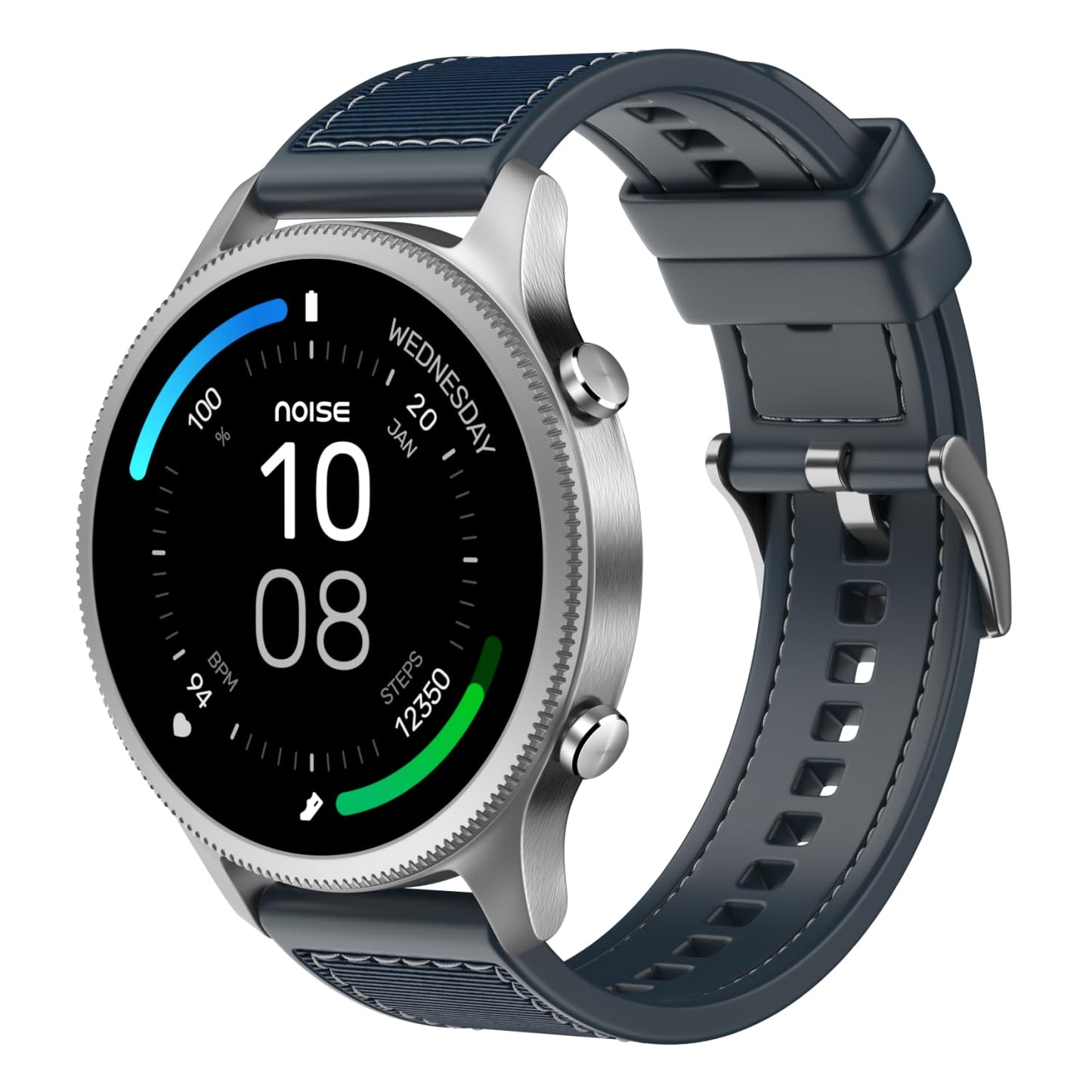 NoiseFit Halo 1.43" AMOLED Display, Bluetooth Calling Round Dial Smart Watch, Premium Metallic Build, Always on Display, Smart Gesture Control, 100 Sports Modes (Midnight Alloy)