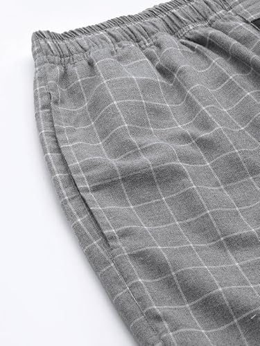 Hancock Men Cotton Checked Pyjama Set Grey Size M