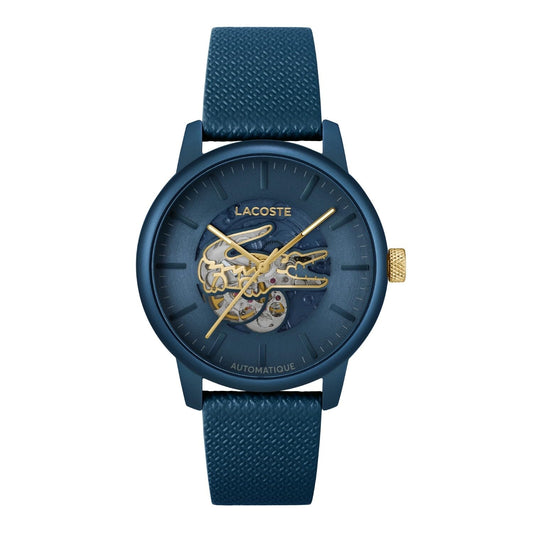 Lacoste Lacoste.12.12 China Auto Blue Round Dial Men's Watch|Blue Leather Material|Multi Color Band - 2011385