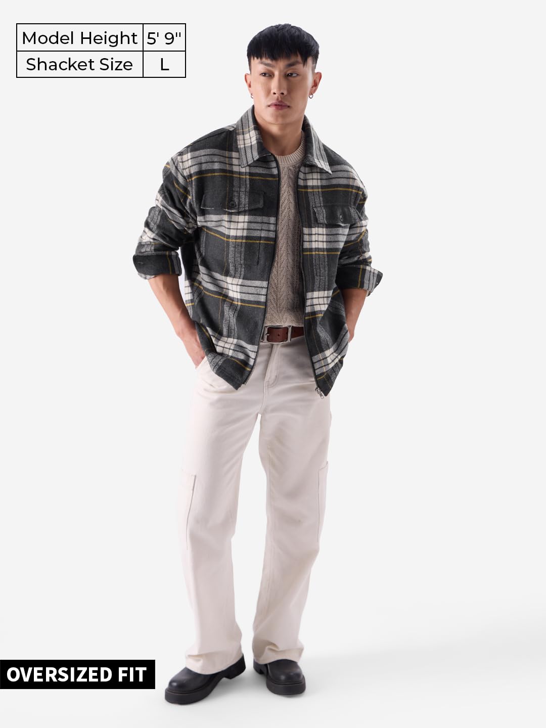 The Souled Store Plaid: Black and Grey Men Shackets