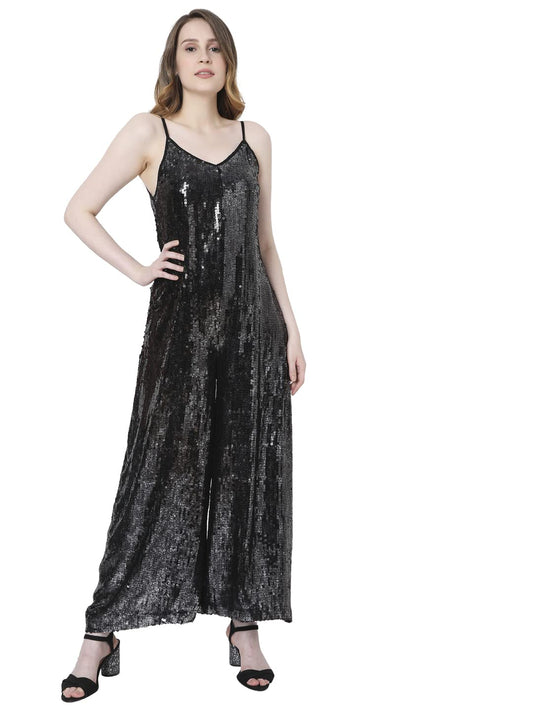 VERO MODA Women's Polyester Fit and Flare Maxi Dress (212322901- Black_L)