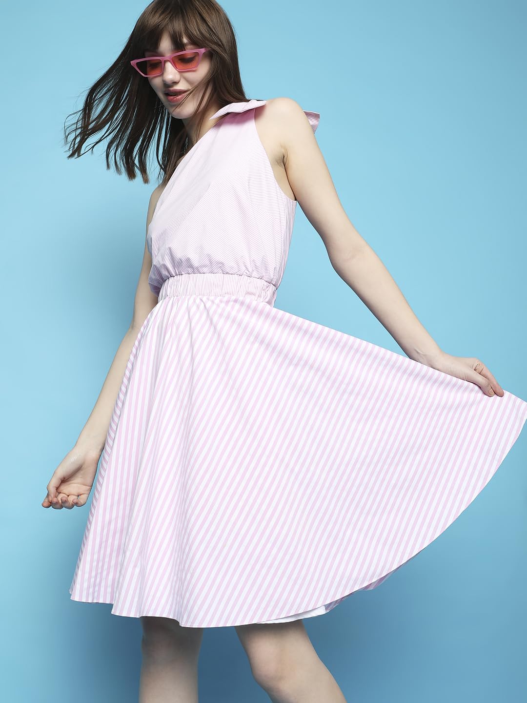 Vero Moda Women's Polycotton A-Line Knee-Length Dress (10296146-Cherry Blossom_Cherry M)
