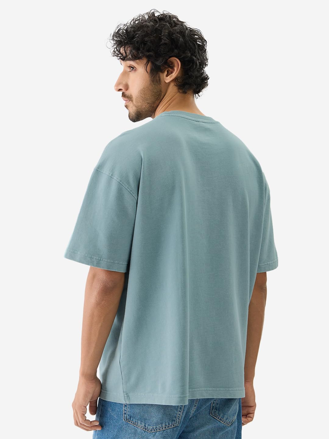 The Souled Store Here We Go Again Short Sleeve Round Neck Green Graphic Printed Cotton Oversized T-Shirts for Men and Boys- Trendy Tees for Every Day