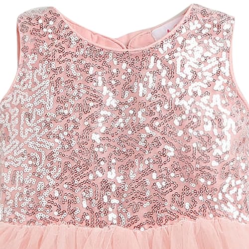 Hopscotch Girls Knee Length Party Dresses in Peach Color For Ages (4-5 Years)