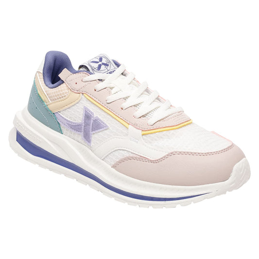 XTEP Women's White Pink Blue Mono Mesh Upper Lightweight Casual Shoes (5.5 UK)
