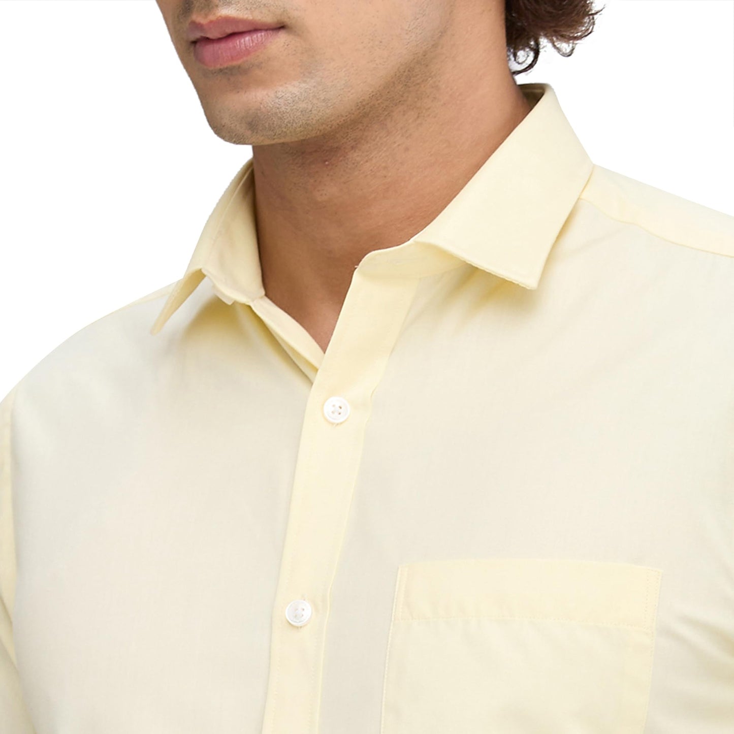 Park Avenue Men's Regular Fit Plain Poly Cotton Blend Semi Cutaway Collar Full Sleeve Formal Shirt (Size: 46)-PMSK11917-Y3 Medium Yellow