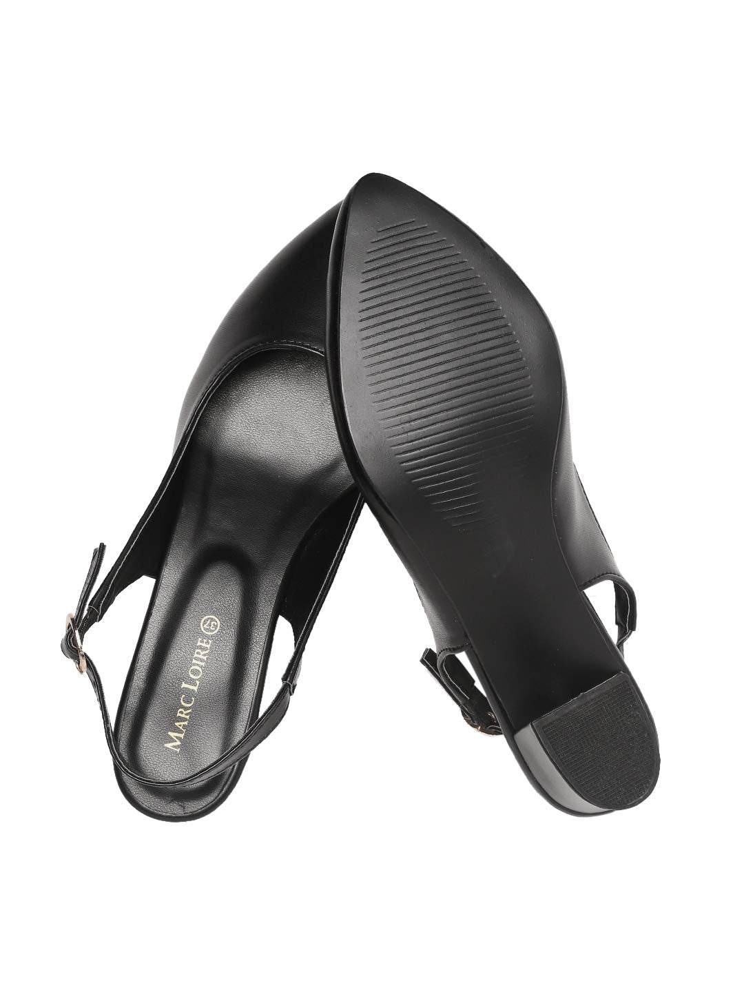 Marc Loire Women's Block Heel Pumps With Adjustable Ankle Strap, 4 Uk, Black