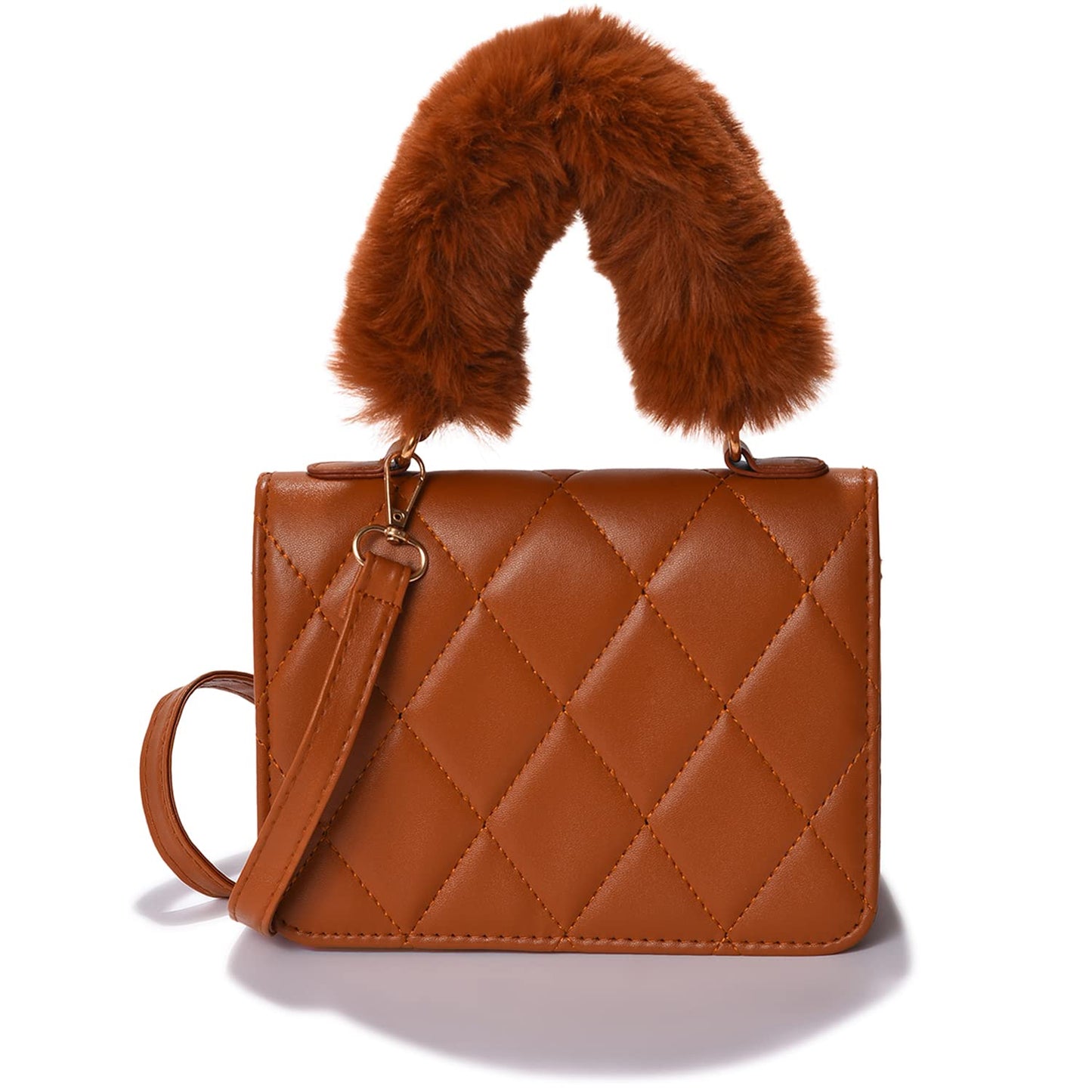 Haute Sauce Quilted Magnet Lock Hand Bag with Fur Handle (AZ_HSHB1012)