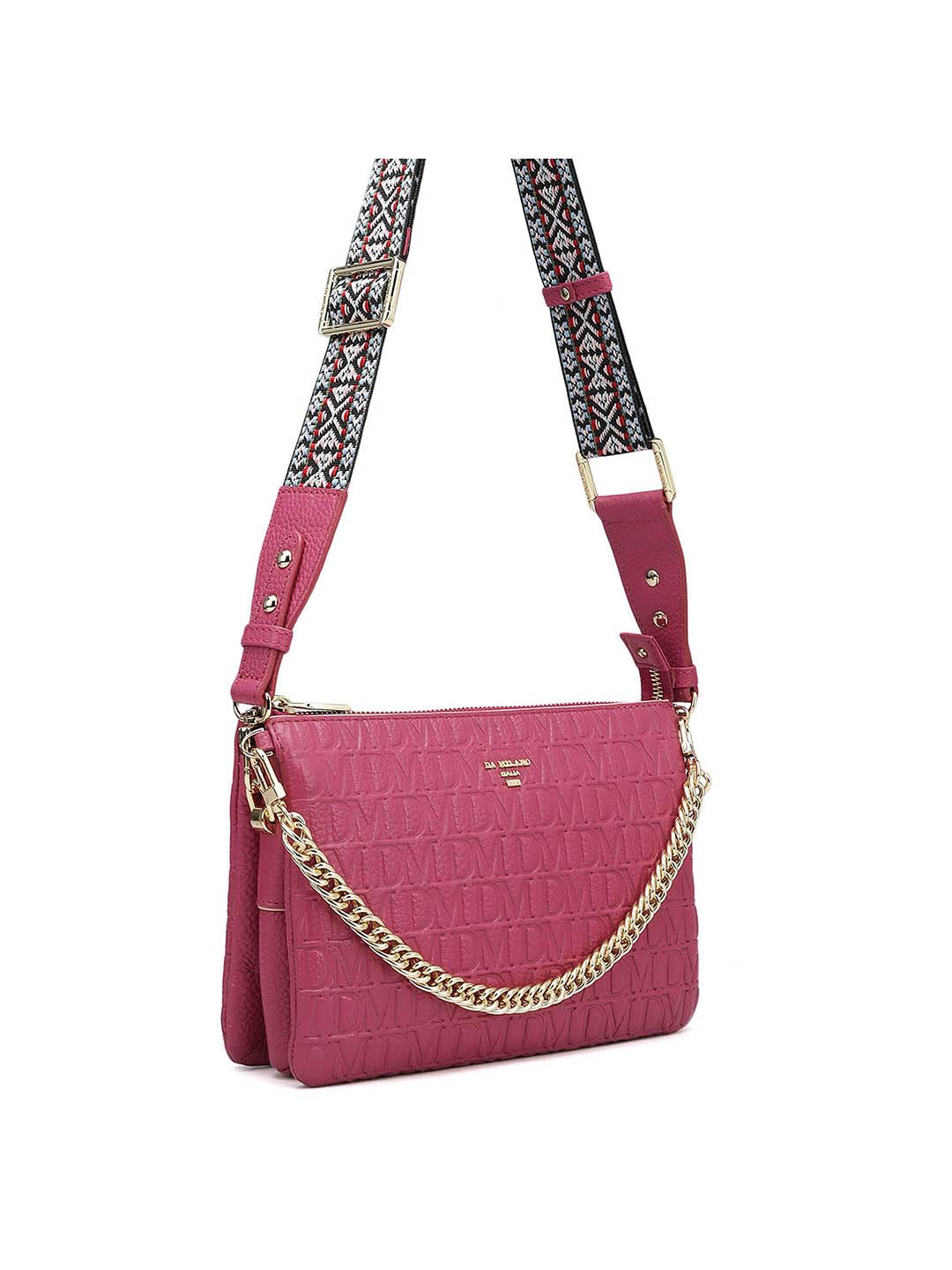 Da Milano Genuine Leather Pink Sling Bag (01267) (Small)