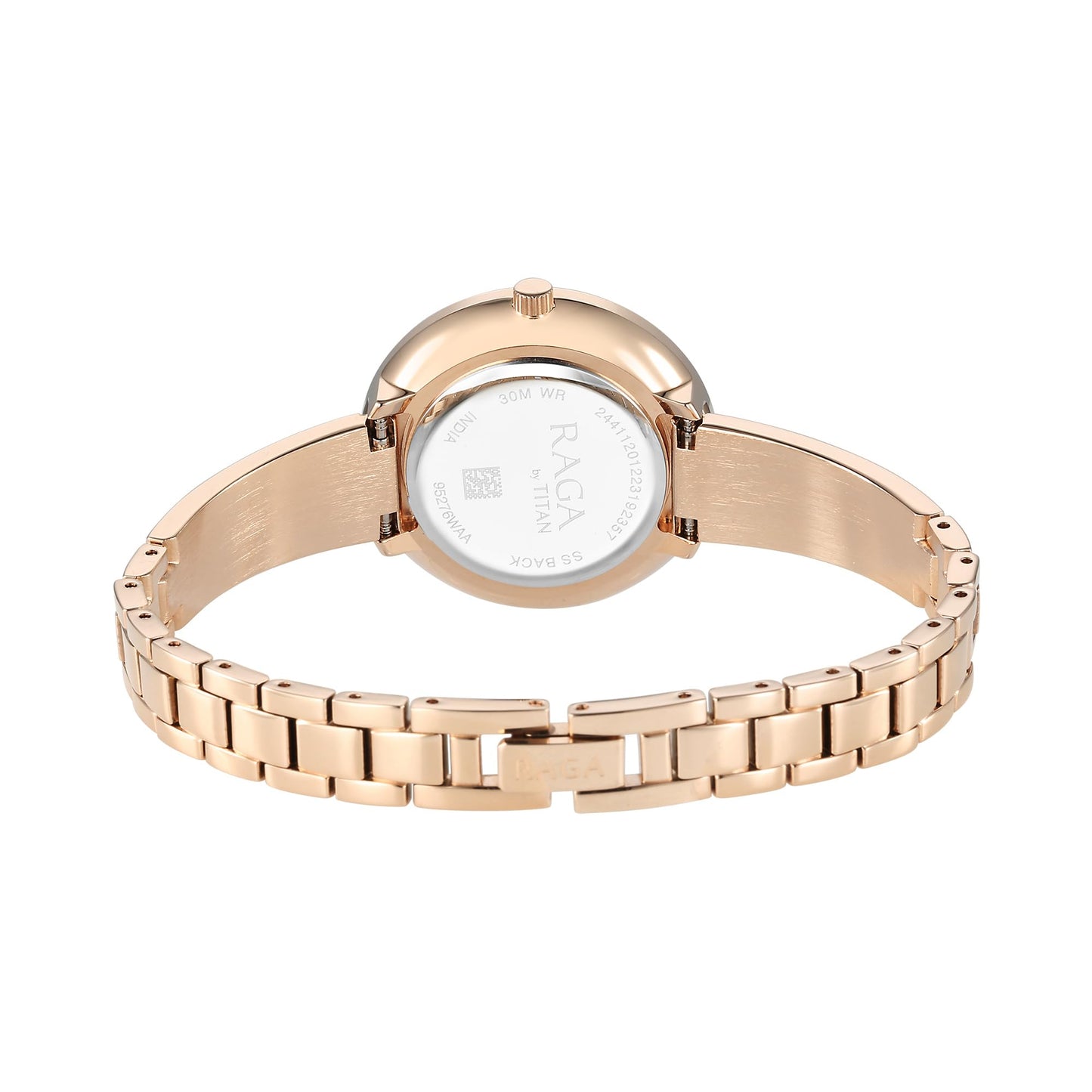 Titan Raga Showstopper Quartz Analog Purple Dial Rose Gold Metal Strap Watch for Women - NT95276WM01