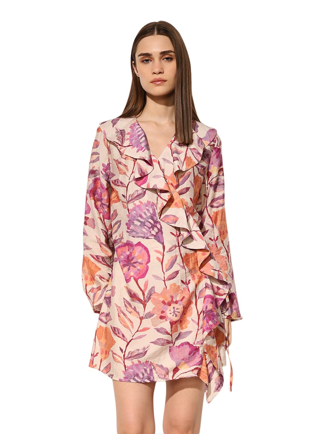 ONLY Women's Floral Print Wrap Multicolor Dress