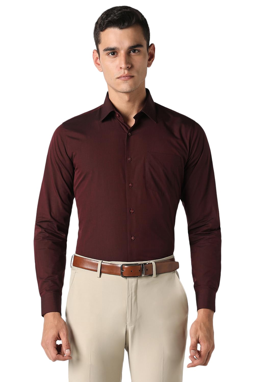 Van Heusen Men's Solid Slim Fit Formal Shirt (VHSFRSLBI59380_Multi 40)