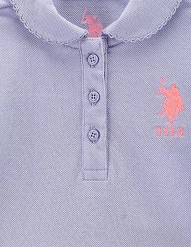 U.S. Polo Assn. Kids Kids Regular fit Girls Cotton Solid Short Sleeves Polo T-Shirts (UGTSH0305_Purple_9-10Y)
