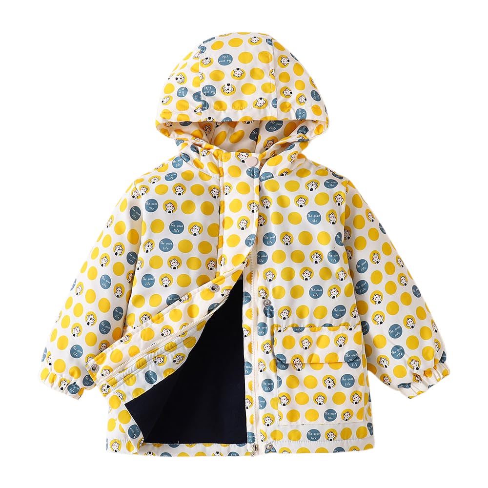 Hopscotch Girls Polyester Waist Length Jackets in Yellow Color For Ages (6-7 Years)