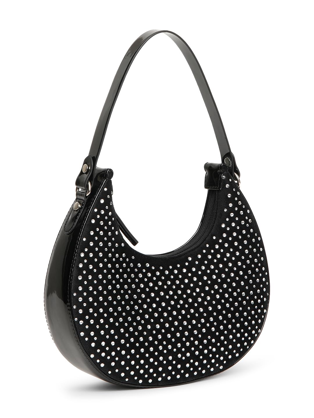 KLEIO Rhinestone Embellished Moon Shaped Shoulder Bag