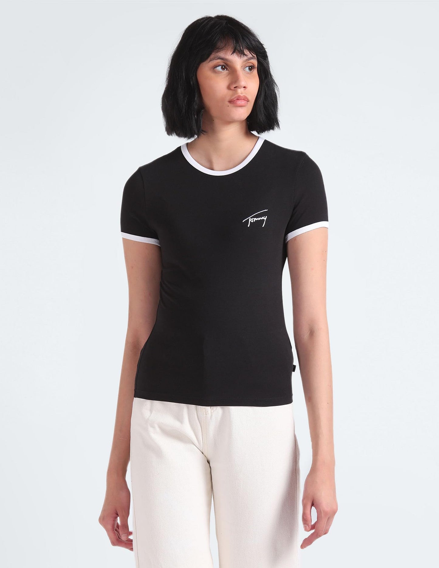 Tommy Hilfiger Womens Black Color T-Shirt (L)