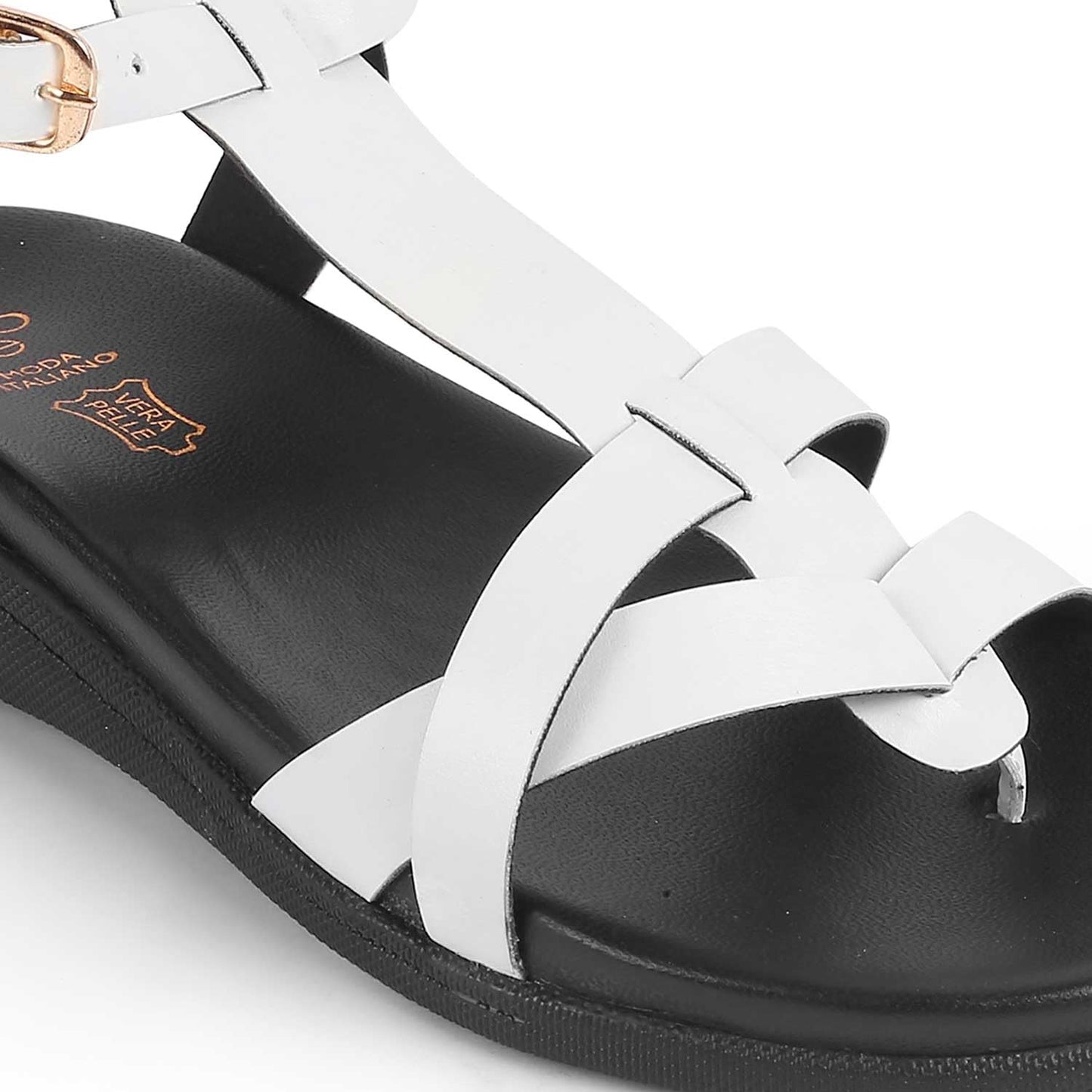 tresmode AGLAD Women's Flats Sandals White, 8 UK / 41 EU - Ladies Dress Platform Footwear Soft Comfortable