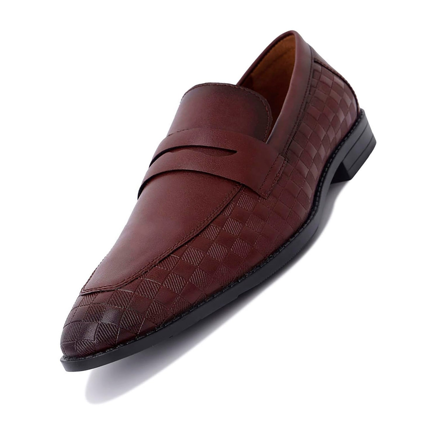 LOUIS STITCH Formal Loafer Shoes for Men| Slip-On Moccasins with Embossed Detailing | Solid Rosewood | Ideal for Business, Casual, Parties | UK06 Size |Comfortable Footwear (RGMCSQRW)