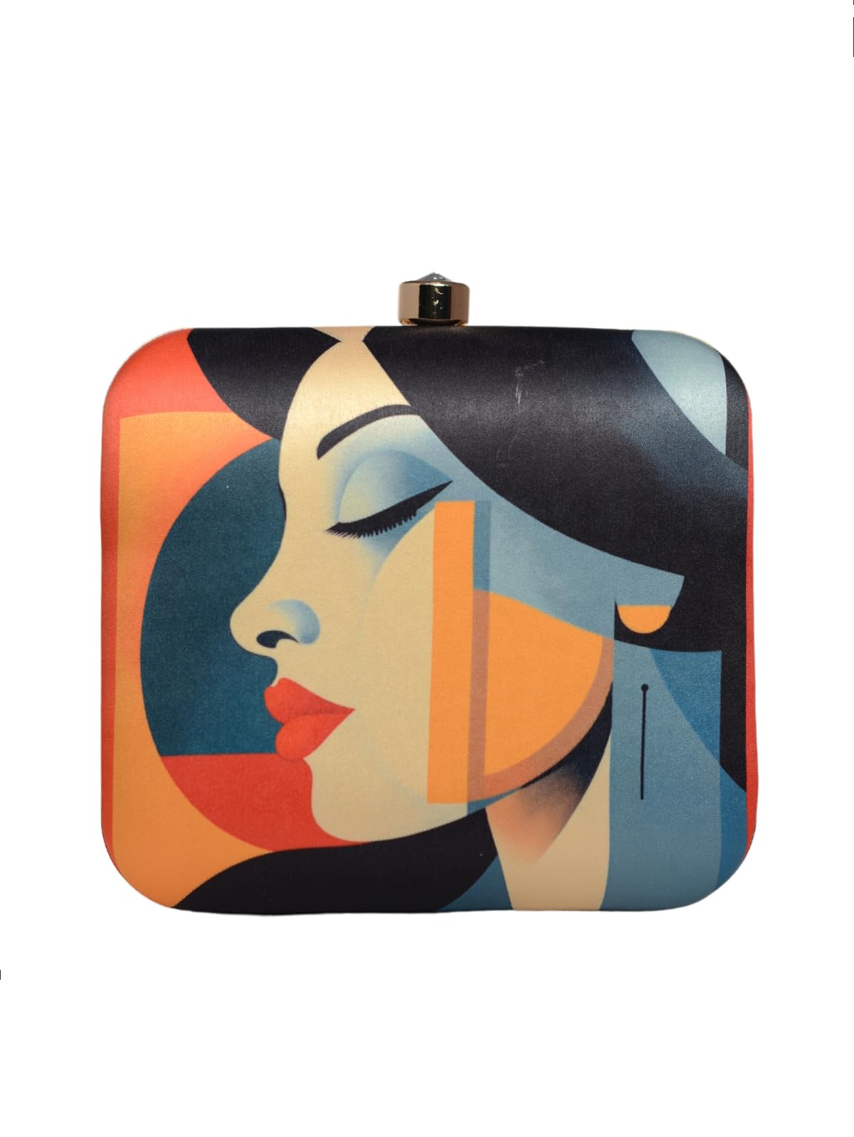 Artklim Multicoloured Women Portrait Printed Clutch