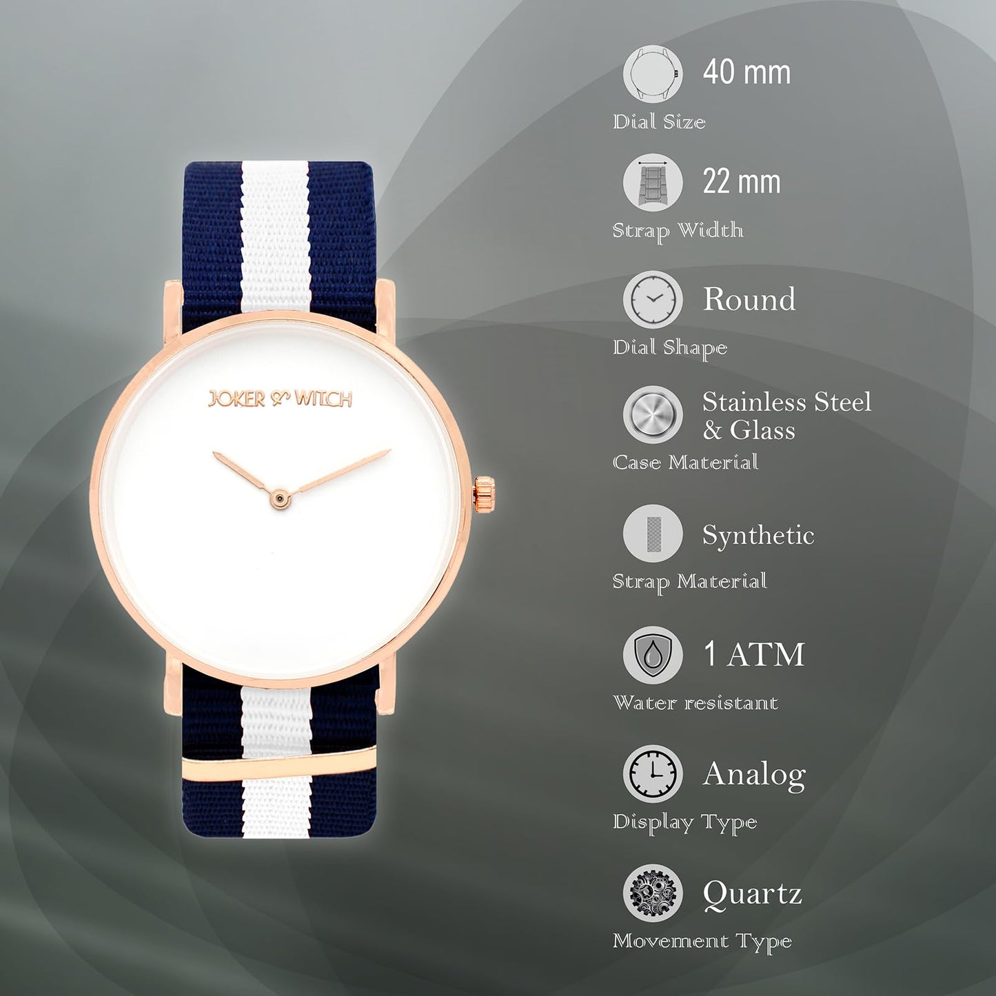 Joker & Witch Women's Classic Blue White Stripes Multicolor Strap Analog Watch