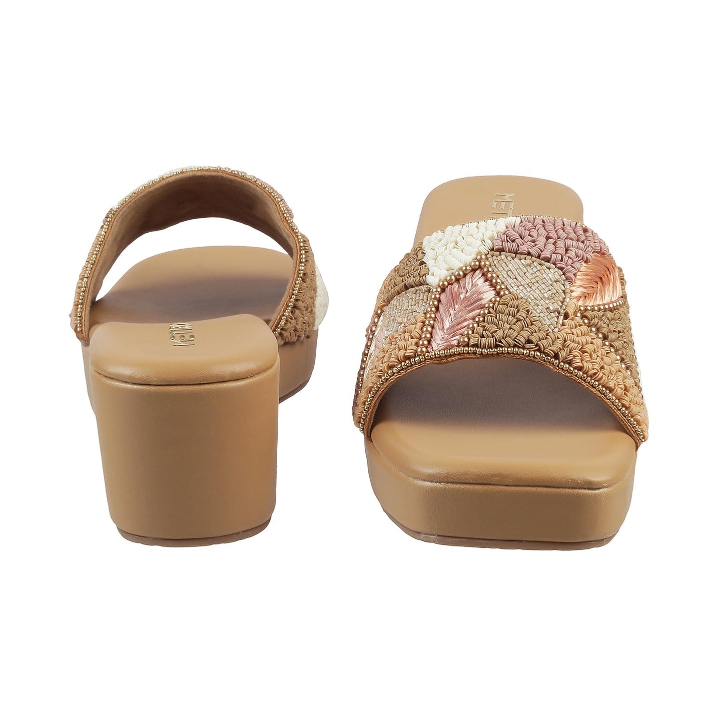 Metro Womens Beaded Antic Gold Slip Ons (Size (6 UK (39 EU))