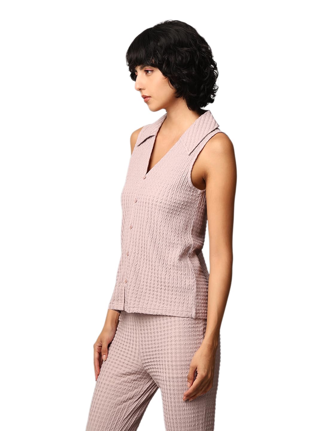 ONLY Women Textured Regular Fit Casual Lavender Vest Top