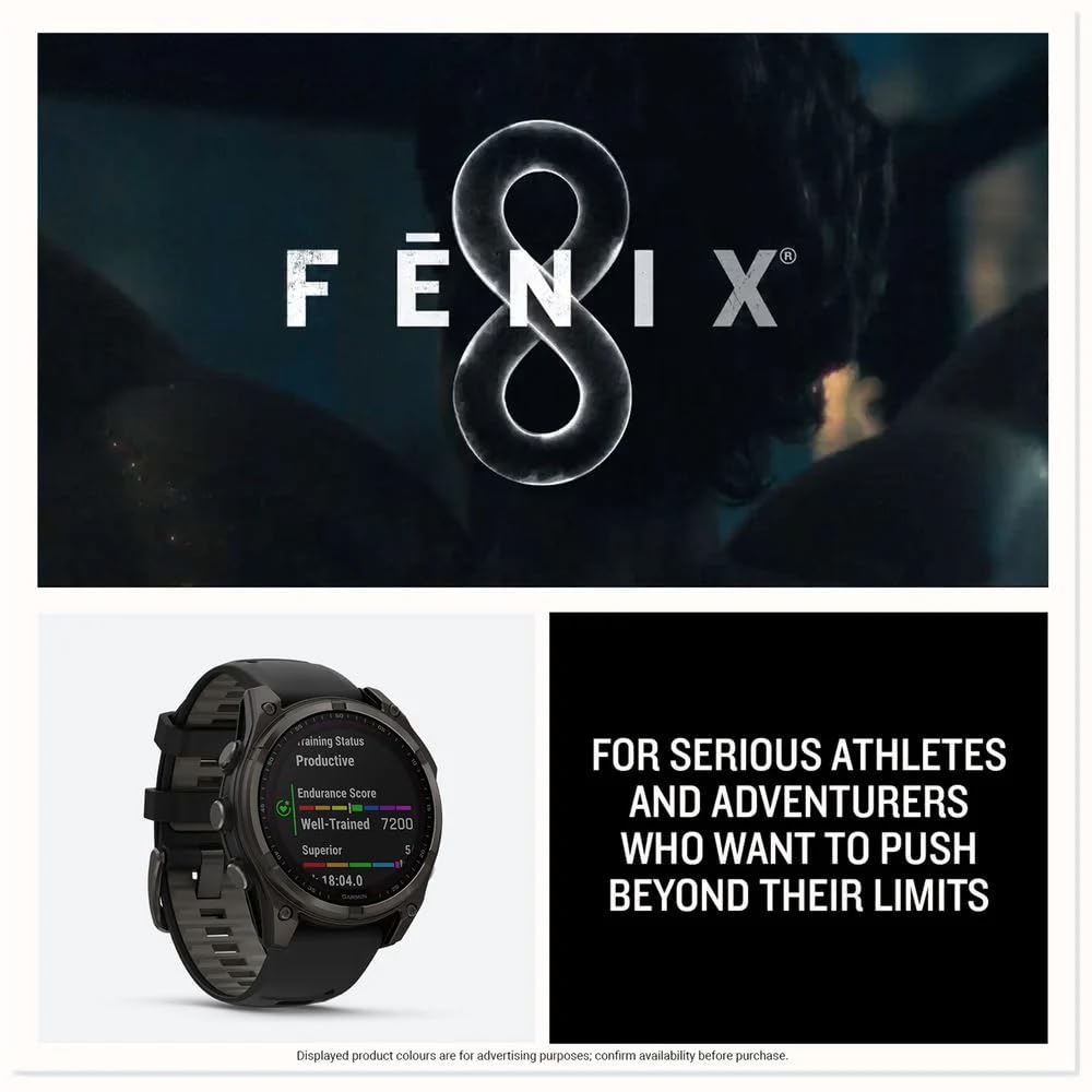 Garmin Fenix 8-47 MM, Premium Multisport GPS Smartwatch with AMOLED Display, Built in LED Flashlight,Adventure Watch, Sapphire Bare Titanium, Graphite with Titanium Band Plus Graphite Silicon Band