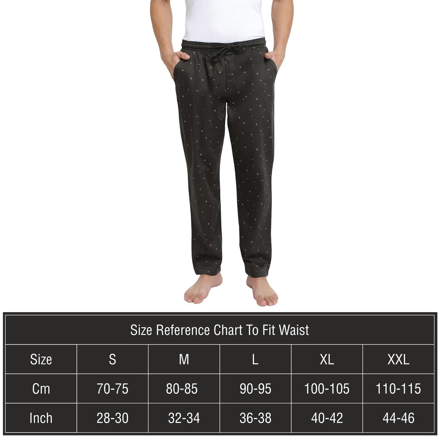 Van Heusen Men Athleisure Allover Print Pyjamas - 100% Combed Cotton - Drawstring Waist, Ultra Soft_50082_APP14_L Green