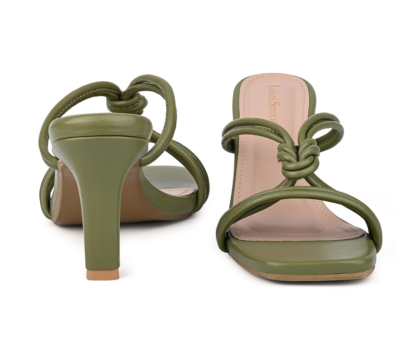 LOUIS STITCH Women’s Slip-On Pointed Heel Sandals | Open Toe Mint Green Stylish Stiletto Heel Sandal for Ladies, Fashionable Sandal | LSOF-LDPH-CKMT