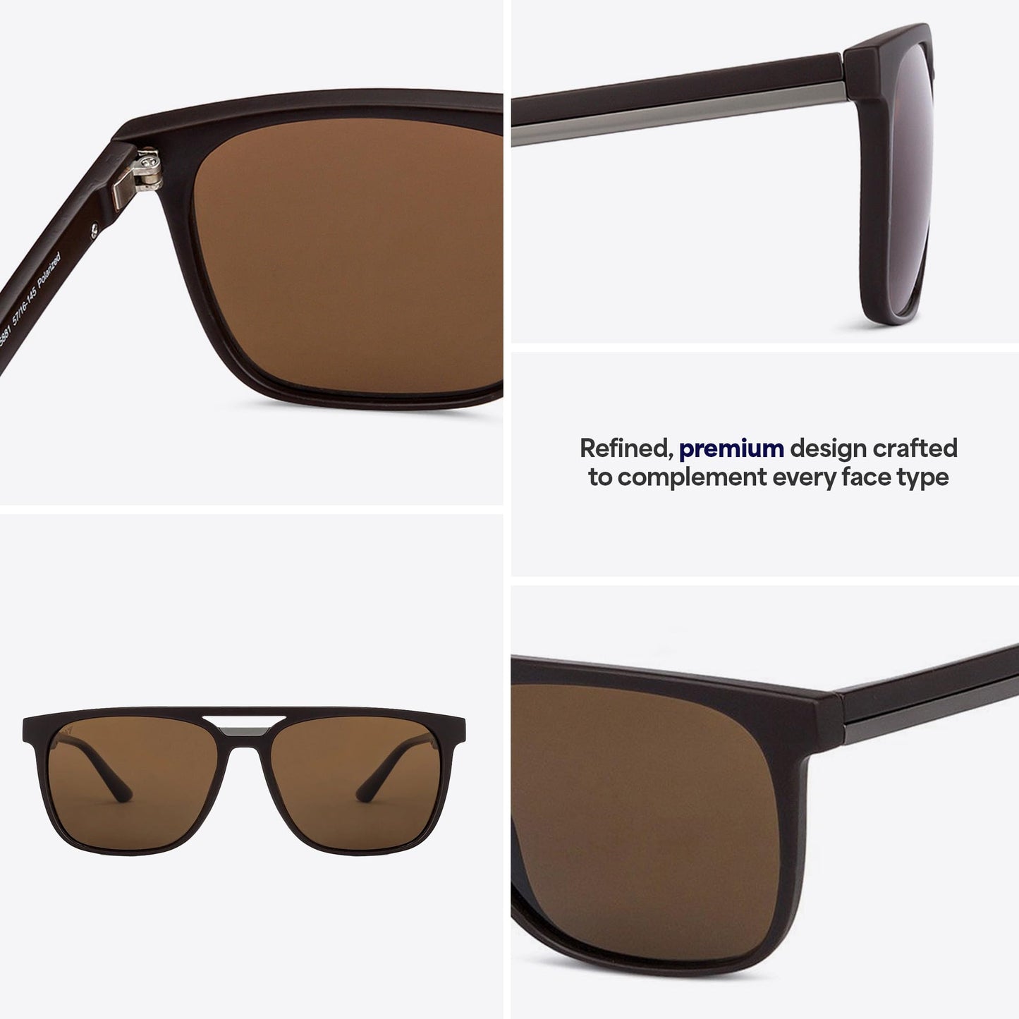 Vincent Chase By Lenskart | Matte Brown Full Rim Square| Polarized Stylish Sunglasses | 100% UV Protected | For Men & Women (Medium, Vc S12644)
