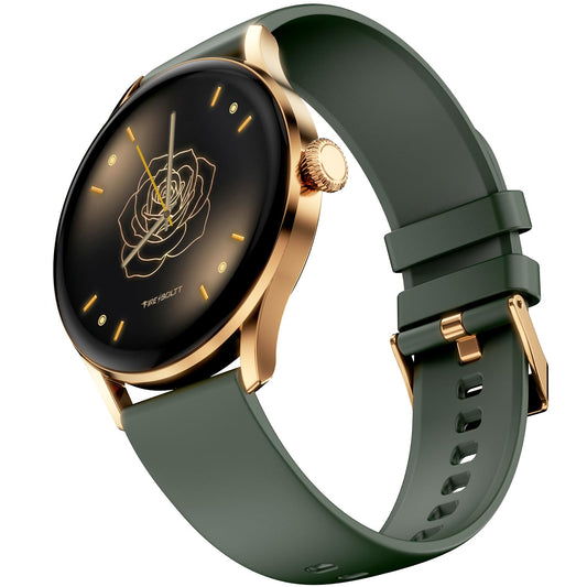 Fire-Boltt Glitz Women Smart Watch with 1.19” AMOLED Display, Bluetooth Calling, Rotating Crown, Always On Display, 1000 Nits Brightness, IP68 Waterproof Soft Olive