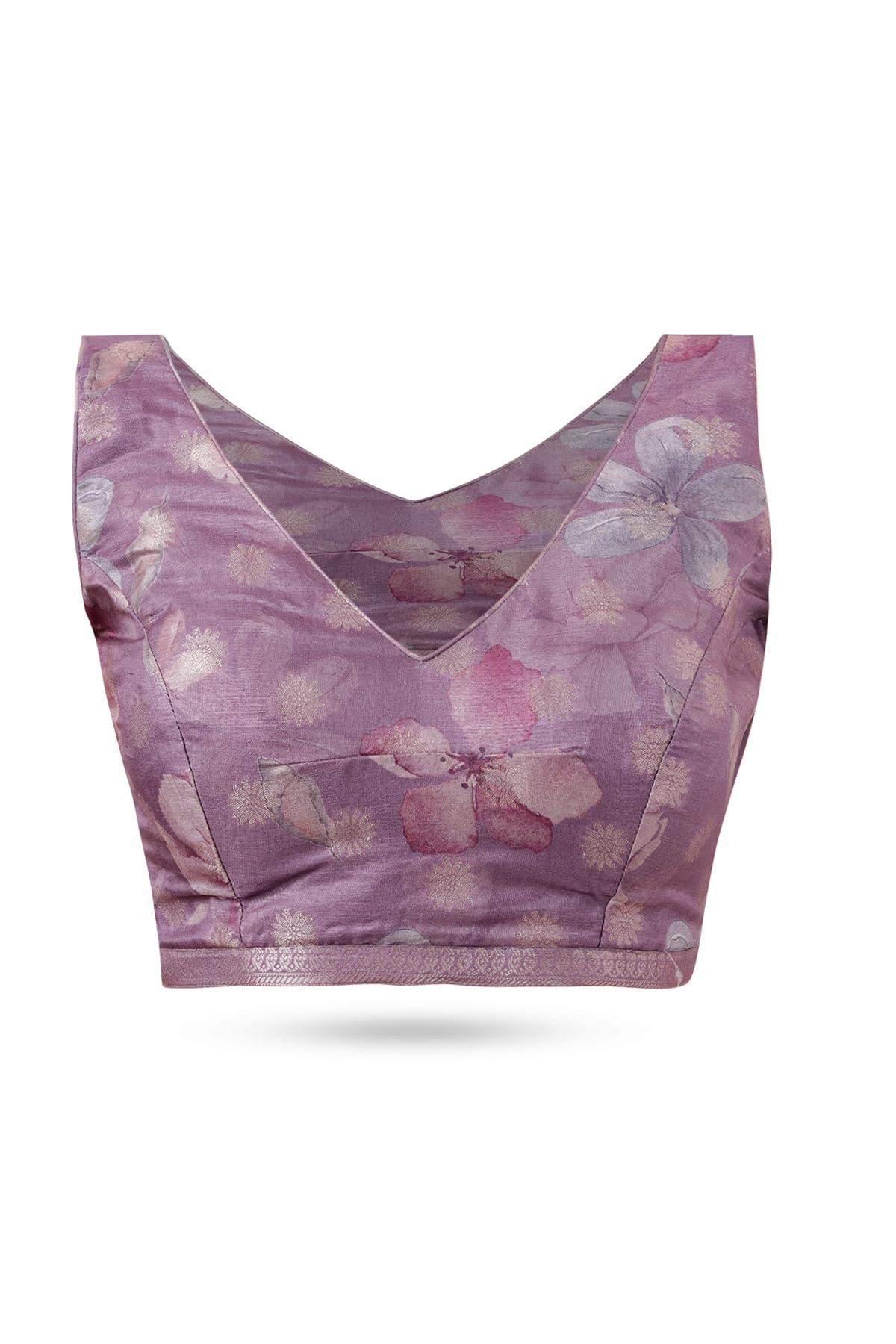 Soch Womens Lavender Tussar Floral Print Saree With Zari Woven