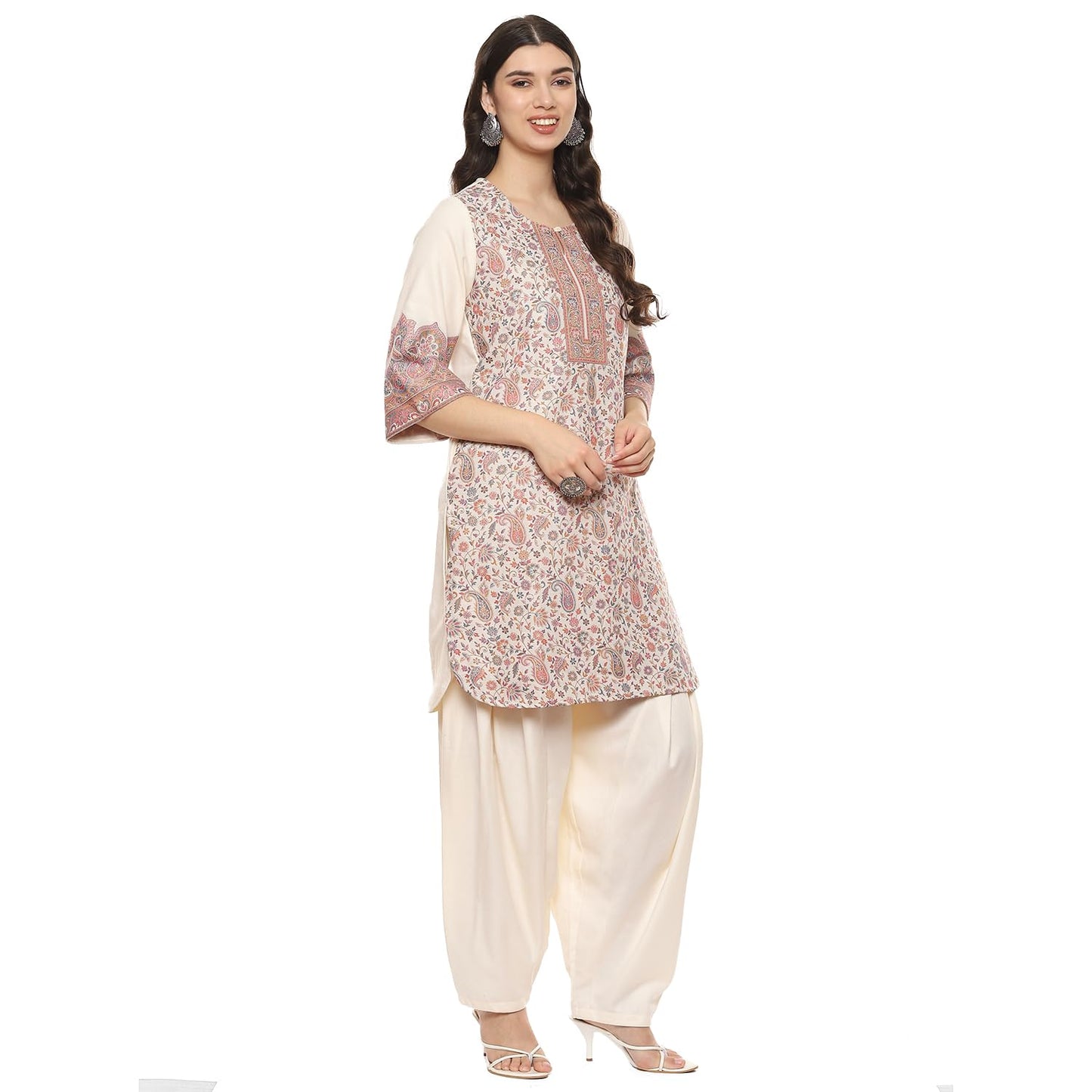 BIBA Women YARNDYED Straight MIX AND MATCH(WINTER W2224_OFF WHITE_42)