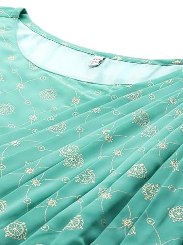 Ethnic Motifs Printed Sequence Detail Draped Maxi Dress