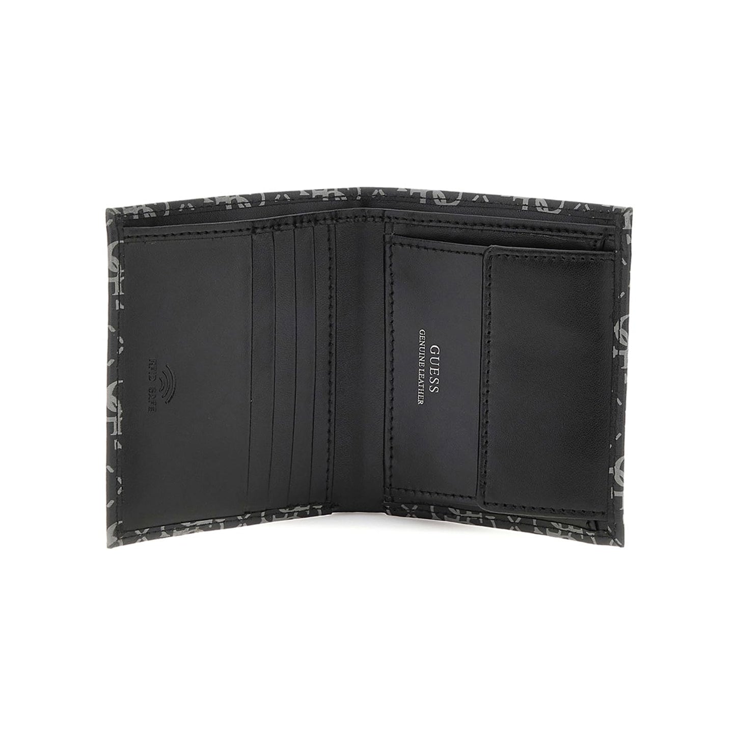 GUESS Black Monogram Leather Mito Bi-Fold Wallet
