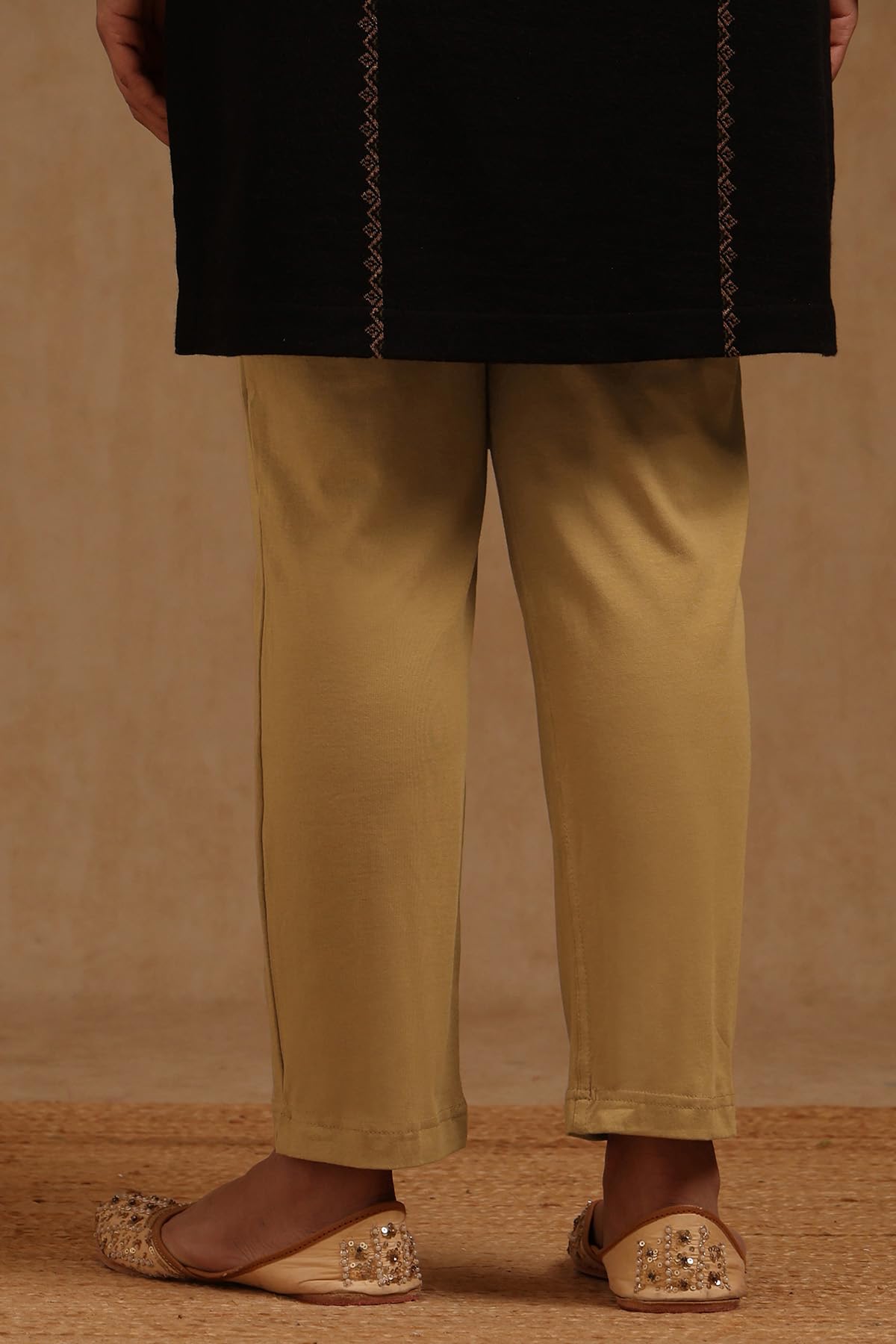 Soch Womens Beige Cotton Blend Solid Pant