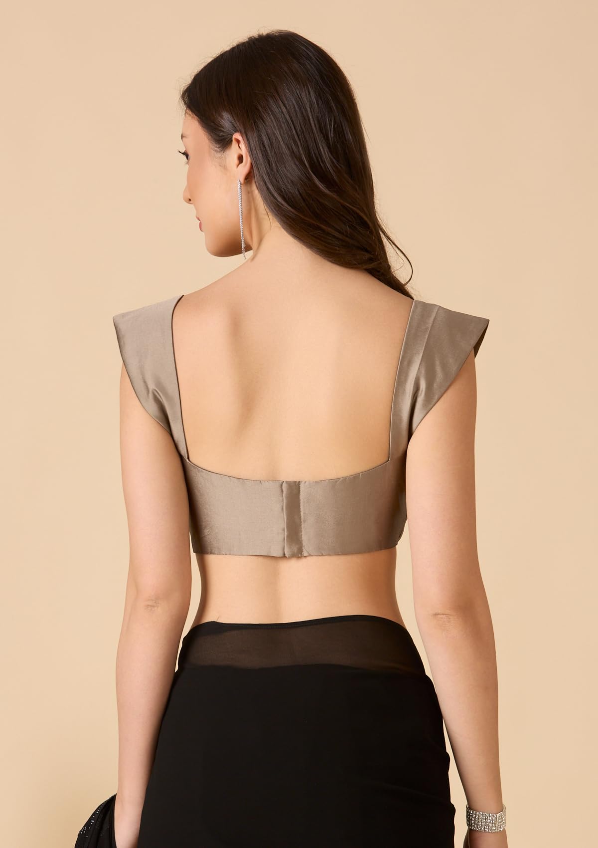 S SALWAR STUDIO Copper Taffeta Sweetheart Neck Sleeveless Readymade Blouse