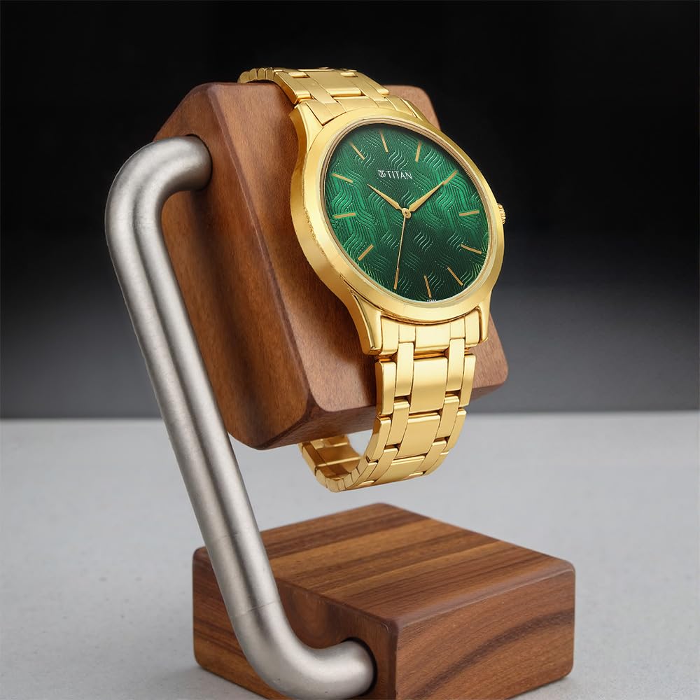 Titan Karishma Radiance Green Dial Analog Stainless Steel Strap Watch for Men-NS1825YM07