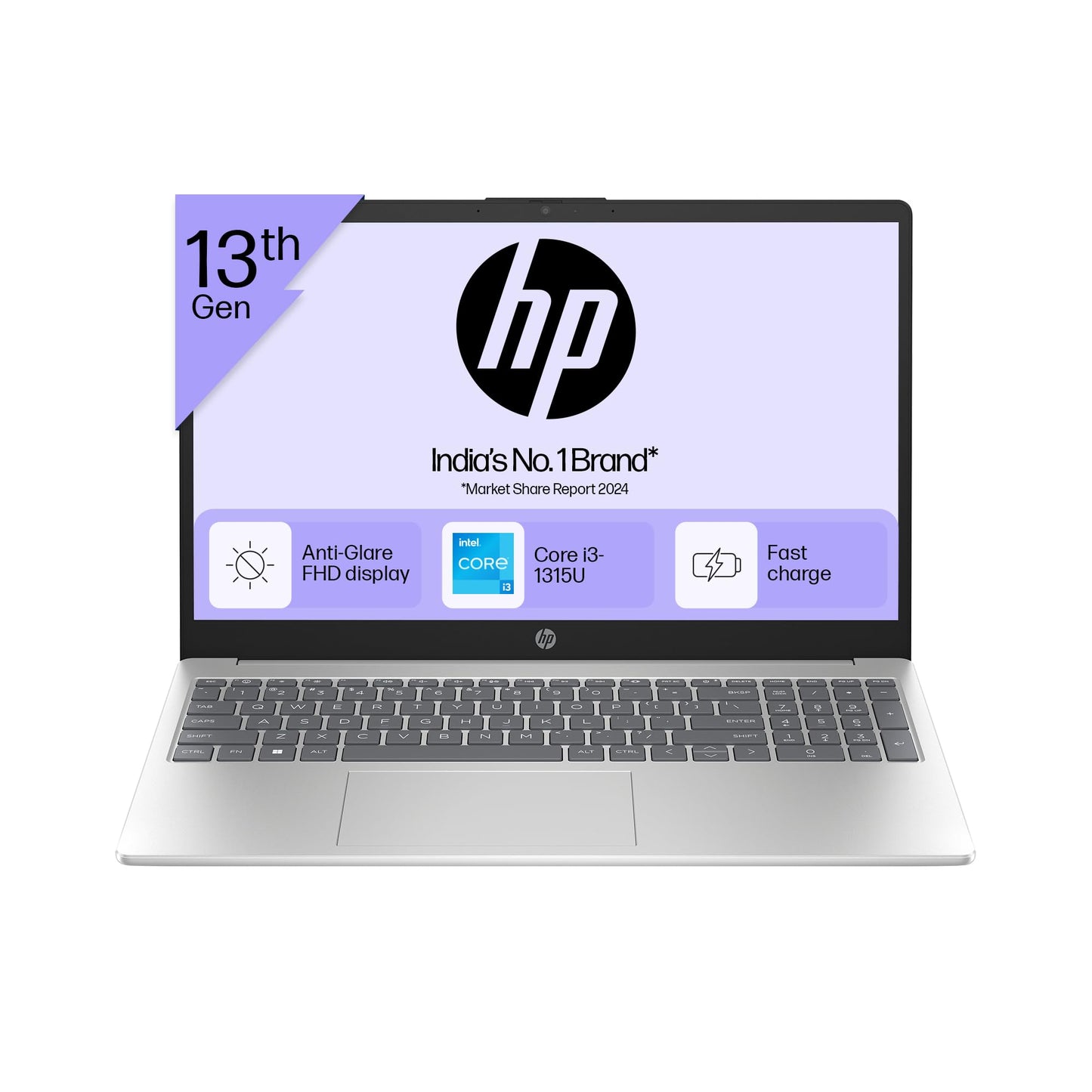 HP 15, 13th Gen Intel Core i3-1315U, 8GB DDR4, 512GB SSD, (Win 11, Office 21, Grey, 1.59kg), Anti-Glare, Micro-Edge,15.6-inch(39.6cm), FHD Laptop, Intel UHD Graphics, 1080p FHD Camera, fd0006TU