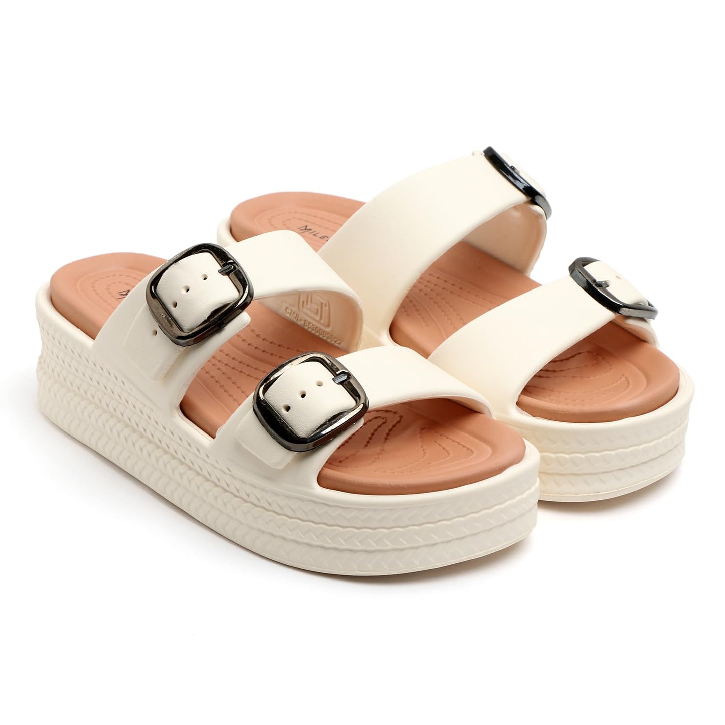 Essence Women Buckle Sandals with Super Soft Insole | Ergonomic Footbed | Lightweight | Platform Heel | Cushioned Sole | Suggested by Doctors I Latest, Stylish and Trendy Slip-Ons for Girls and Ladies