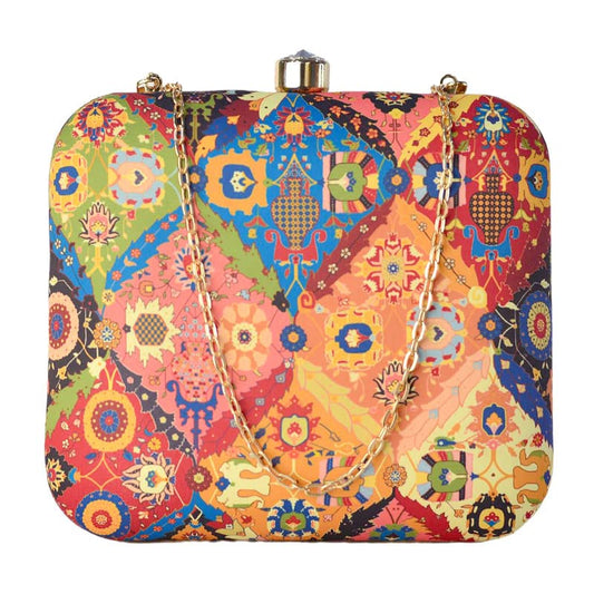 Artklim Multicolor Mosaic Pattern Print Clutch