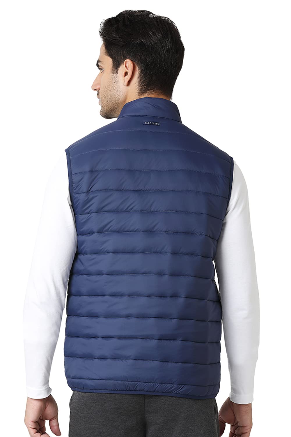 Van Heusen Athleisure Men Woven Jacket - 100% Nylon - Extra Warm, High Neck, Zip Front, Sleeveless_80005_Navy_L