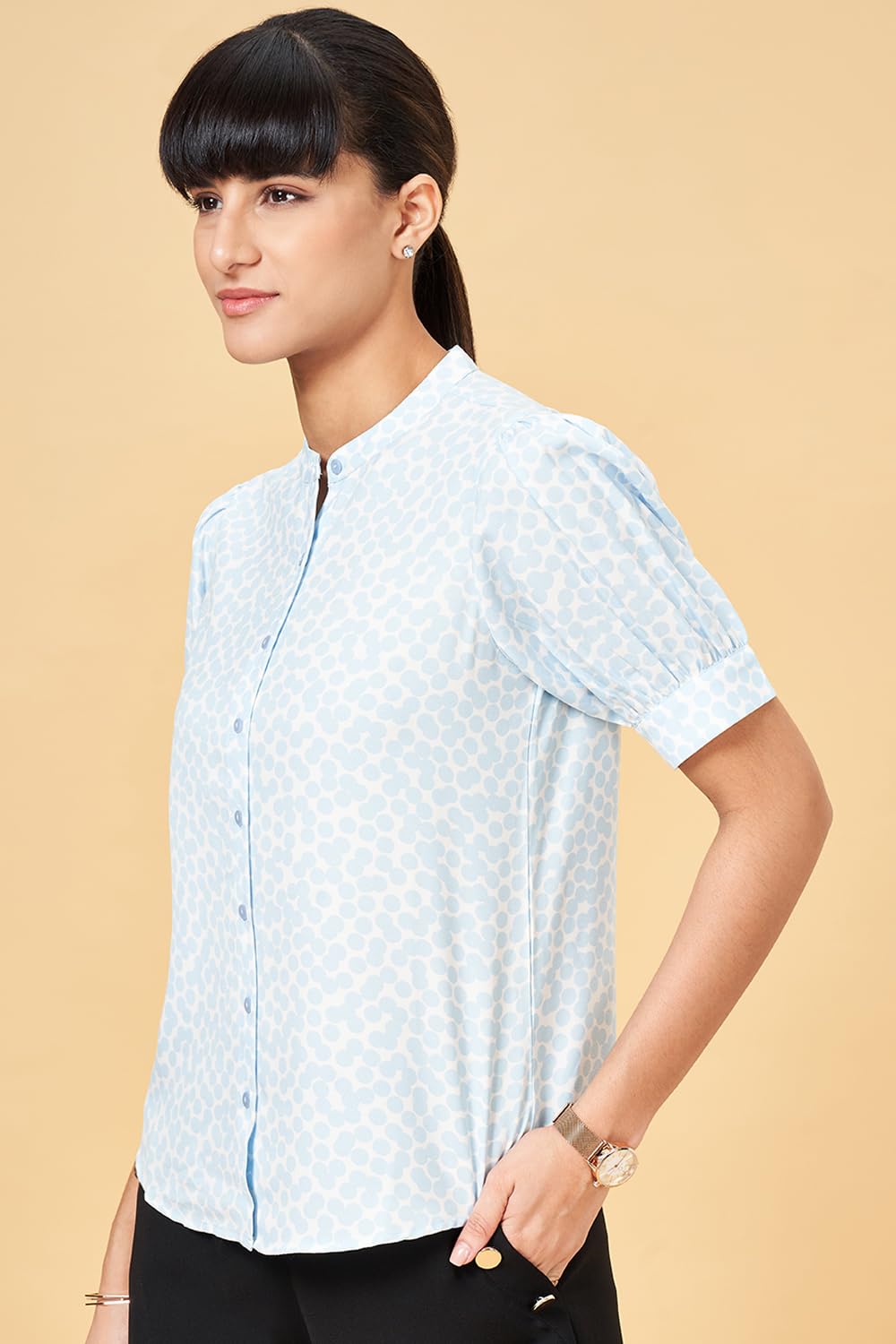 Annabelle by Pantaloons Women's Regular Fit Top (110145828013_Dream Blue