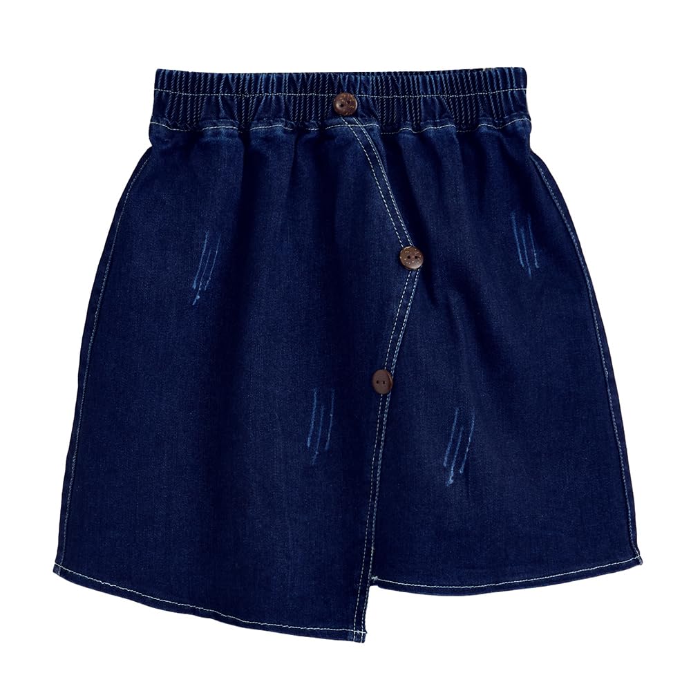 Hopscotch Girls Regular Fit Navy Solid Print Skirts for Ages (7-8 Years)