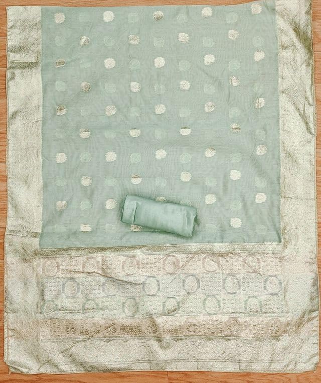 VARNI FABRICS Jacquard With Neck handwork Dress Material for Women Striped Unstitched Woman Salwar Suit Dress Material With Jacquard Dupatta Pastel Multicolors