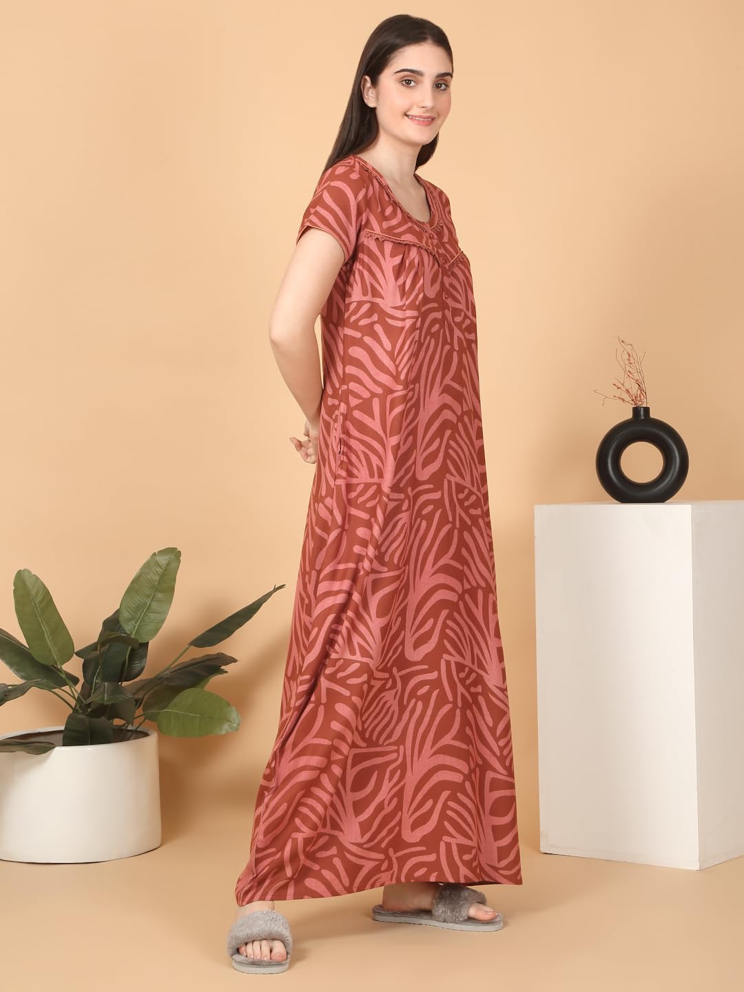 Sweet Dreams Women Printed Full Length Night Dress