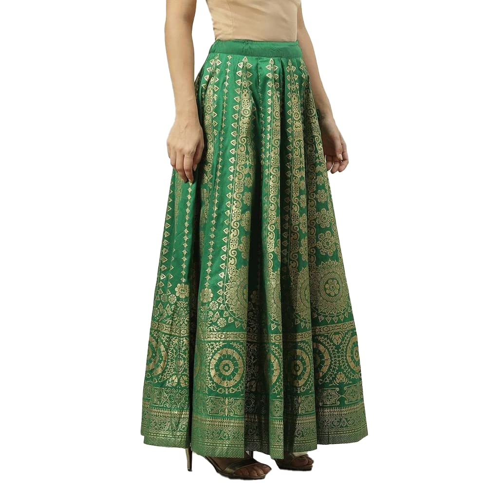 BIBA Women Printed Flared Mix and Match(SKIRTS/T18595_Green_L)