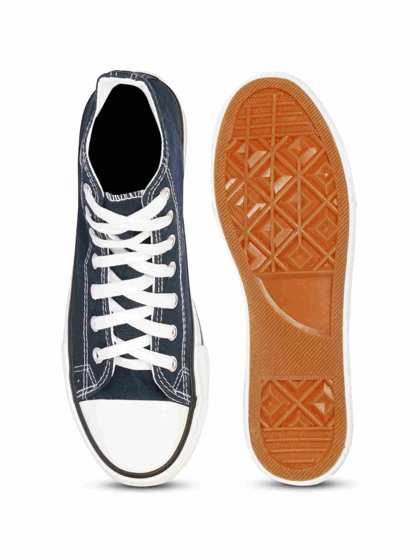 MOZAFIA Comfortable Fashion Lace-up Sneakers with Classic High Tops Canvas Casual Shoes for Women (MZF-NW-All-Sport-Ladies-Long-Navy-5)